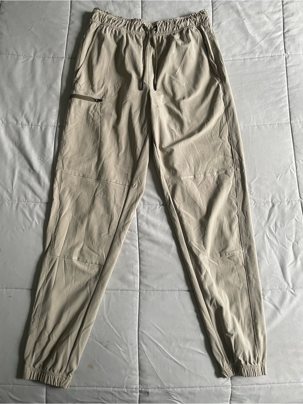 Men's Lightweight Beige Drawstring Joggers